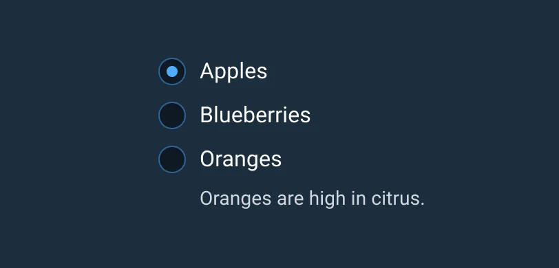 Do: Indent Help Text under a Radio Button or Checkbox to align with the list item’s text instead of its icon.