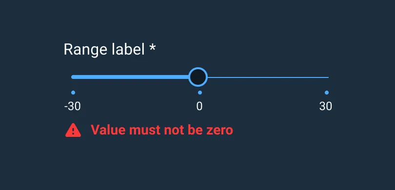 Range - Input must be a number within a specific range. Non-numeric characters and out-of-range values are indicated with a warning icon and instructional text.